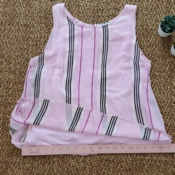 Halogen Women's Sleeveless Blouse Size Small Pink Black Striped Dress Tank Top - Picture 7 of 14